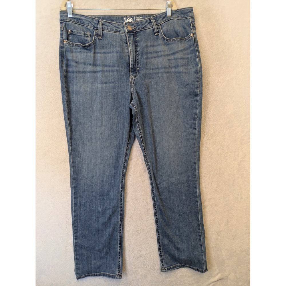 NEW Lee Jeans Women's 18M Blue Midrise Regular Fit Straight Leg Stretch